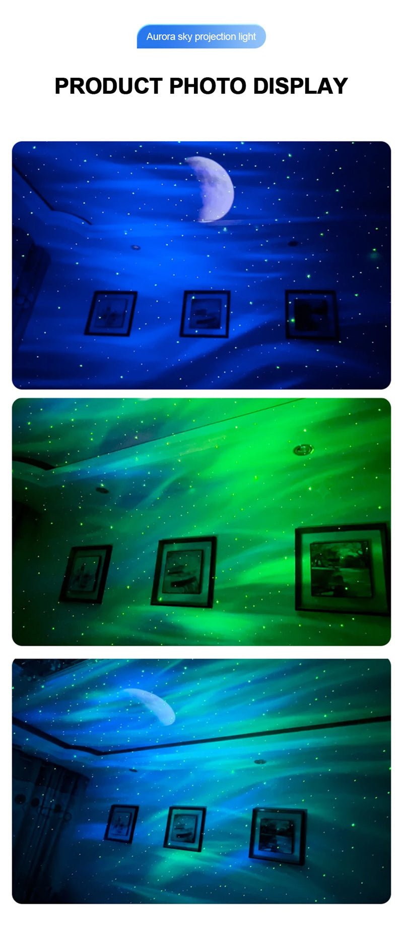 AuroraVeil Northern Lights, Galaxy & Moon Projector
