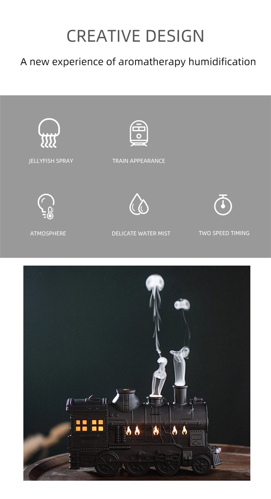 MistExpress Train Aroma Diffuser With LED Lamp