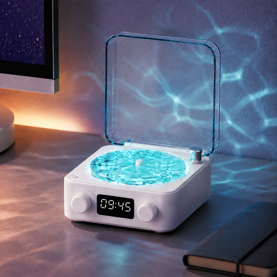 VinylTide™ Retro Turntable Speaker & Ripple Light