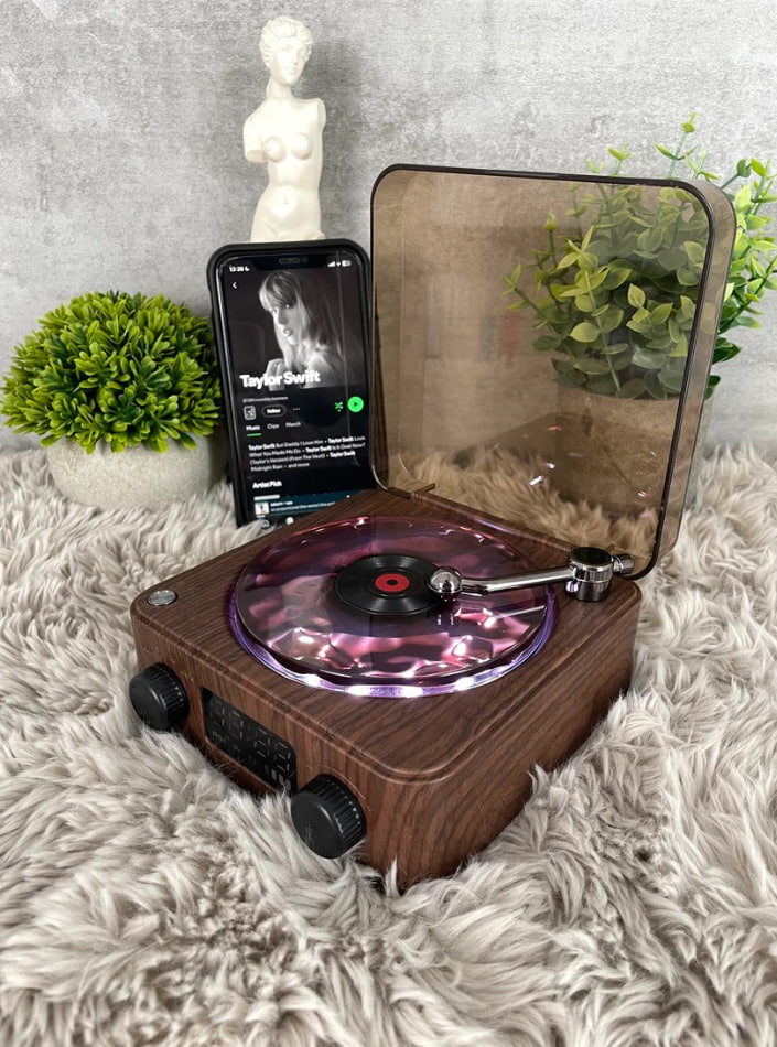 VinylTide™ Retro Turntable Speaker & Ripple Light