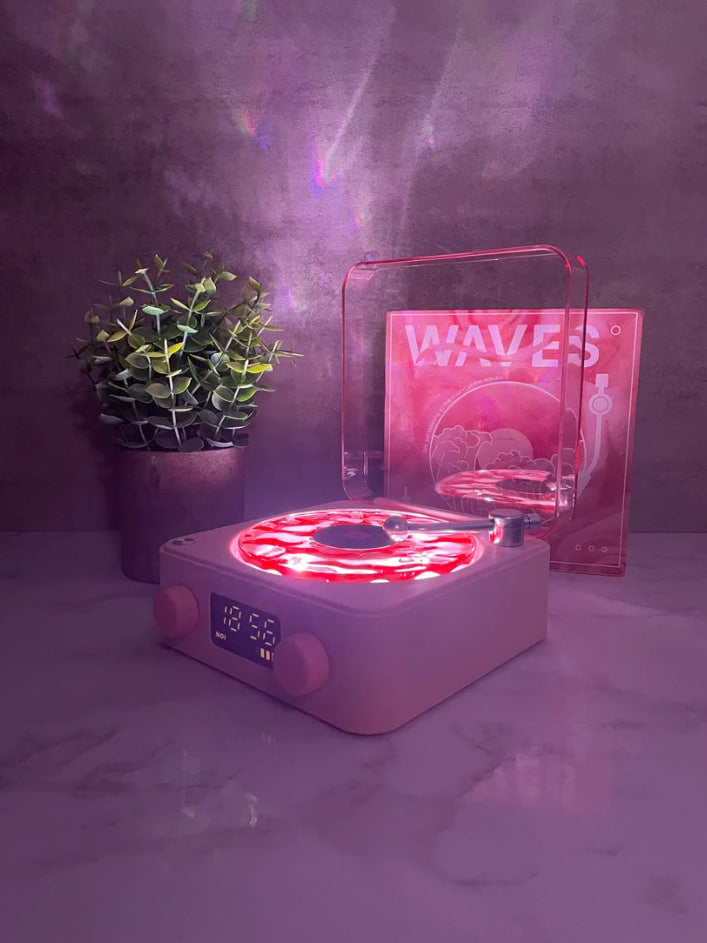 VinylTide™ Retro Turntable Speaker & Ripple Light